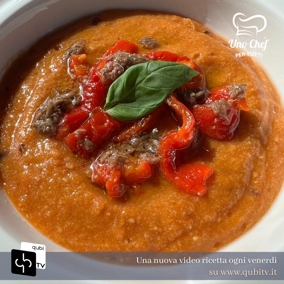 “Mangiare con gli Occhi”: In Cucina con Ilaria Bertinelli – Gazpacho di pomodori gialli, peperone e alici senza glutine