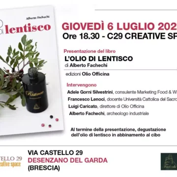 Olio di Lentisco, il nuovo libro di Alberto Fachechi, verrà presentato a Desenzano Del Garda