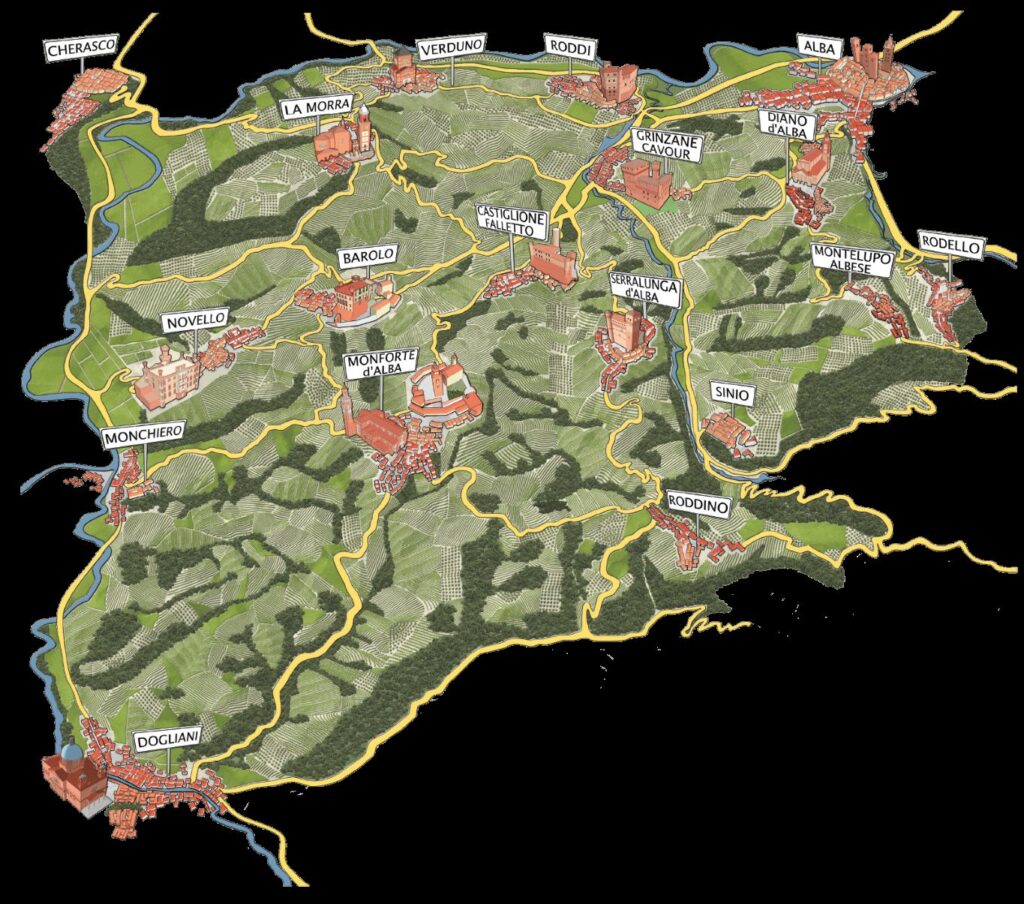 mappa Strada Barolo e dei grandi vini di Langa